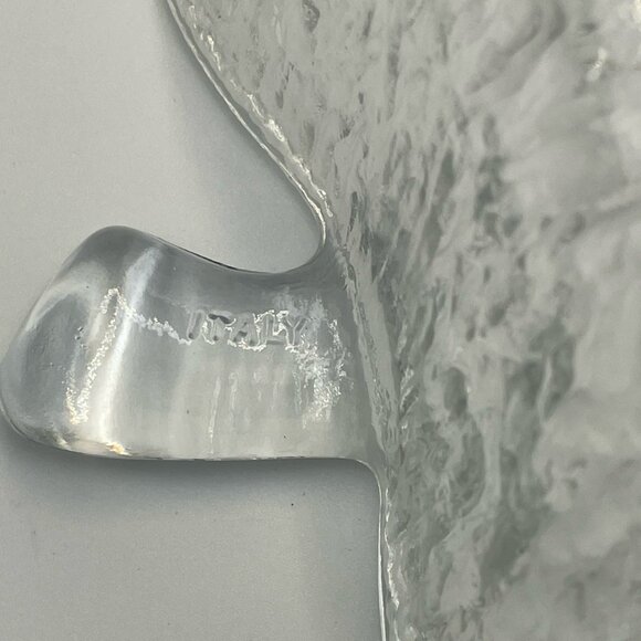 Vintage Apple Shaped Glass Bowl Dish Salad Fruit Dessert Textured Italy ~ 9" D - Picture 3 of 3